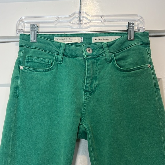 Pilcro and the Letterpress Emerald green mid-rise Skinny Jeans size 26. - Picture 2 of 8